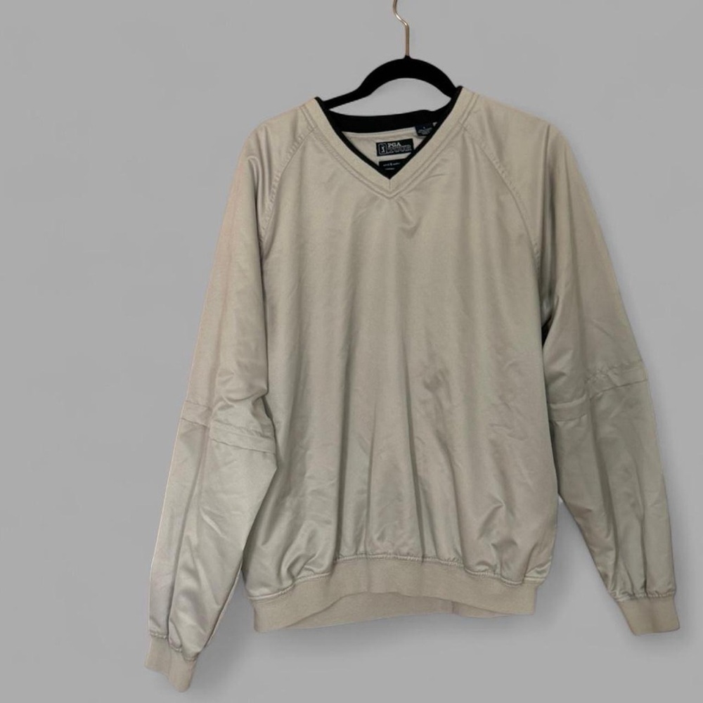 PGA Tour Men's Light Tan V-Neck Golf Windbreaker Large